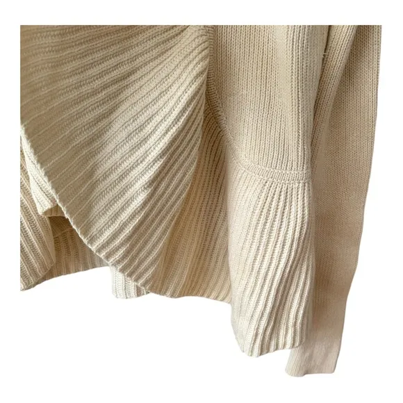 Diane Von Furtsenburg Wool Blend Ruffle Open Front Cardigan in Cream. Size Small