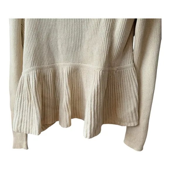 Diane Von Furtsenburg Wool Blend Ruffle Open Front Cardigan in Cream. Size Small