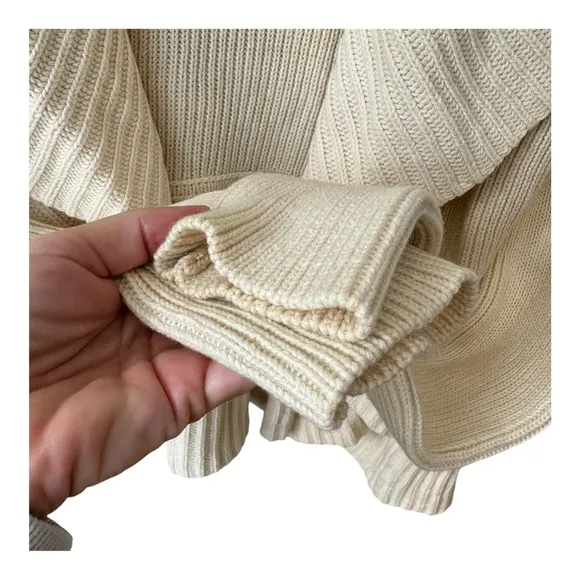 Diane Von Furtsenburg Wool Blend Ruffle Open Front Cardigan in Cream. Size Small