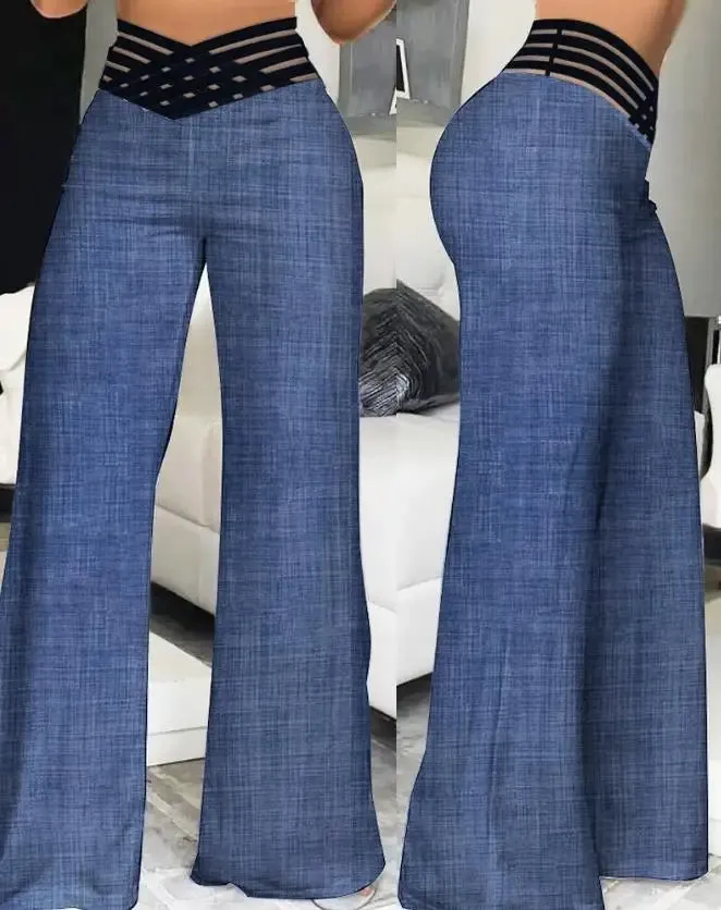 Elegant High Waist Flared Women Pants