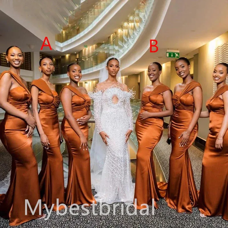 Elegant One shoulder Sleeveless Mermaid Bridesmaid Dressess, BDS0319