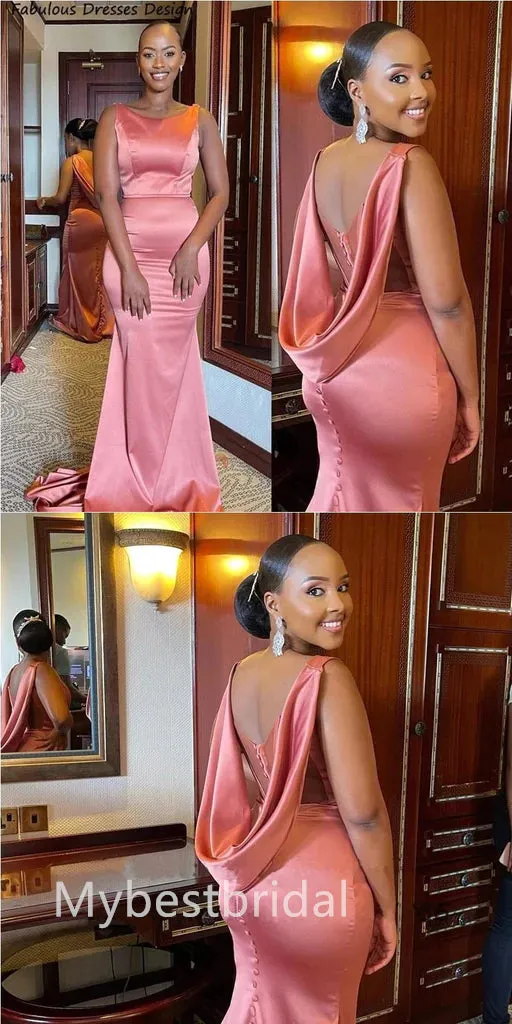 Elegant Strapless Sleeveless Mermaid Bridesmaid Dressess, BDS0322