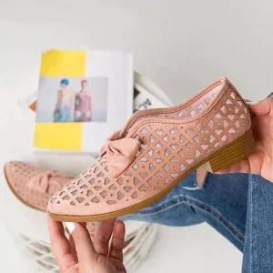 Fanyil Women's Bowknot Hollow-out Flat Heel Flats