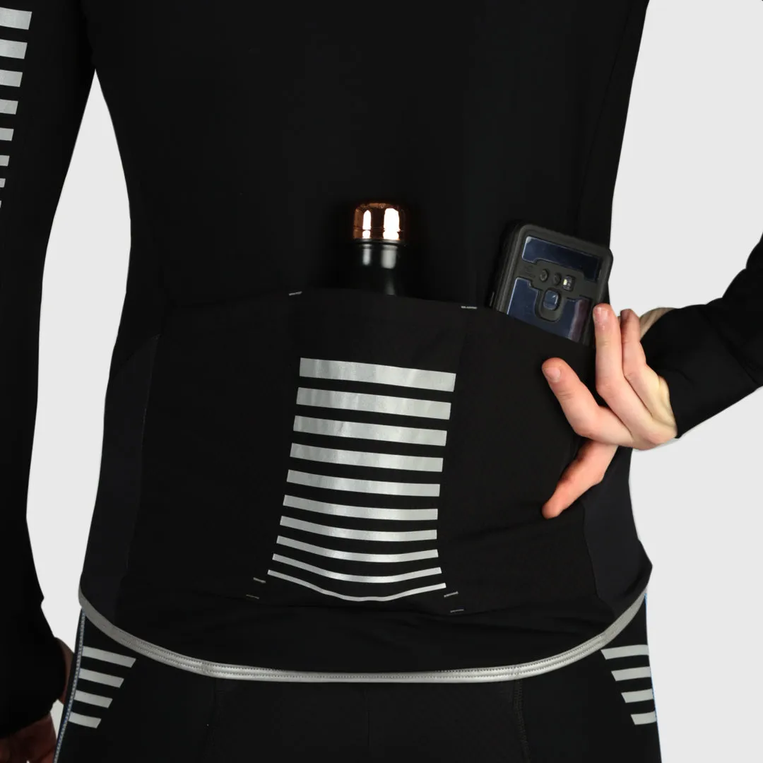 Fdx All Day Men's & Boy's Black Thermal Roubaix Long Sleeve Cycling Jersey