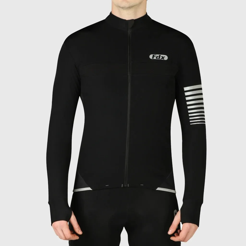 Fdx All Day Men's & Boy's Black Thermal Roubaix Long Sleeve Cycling Jersey