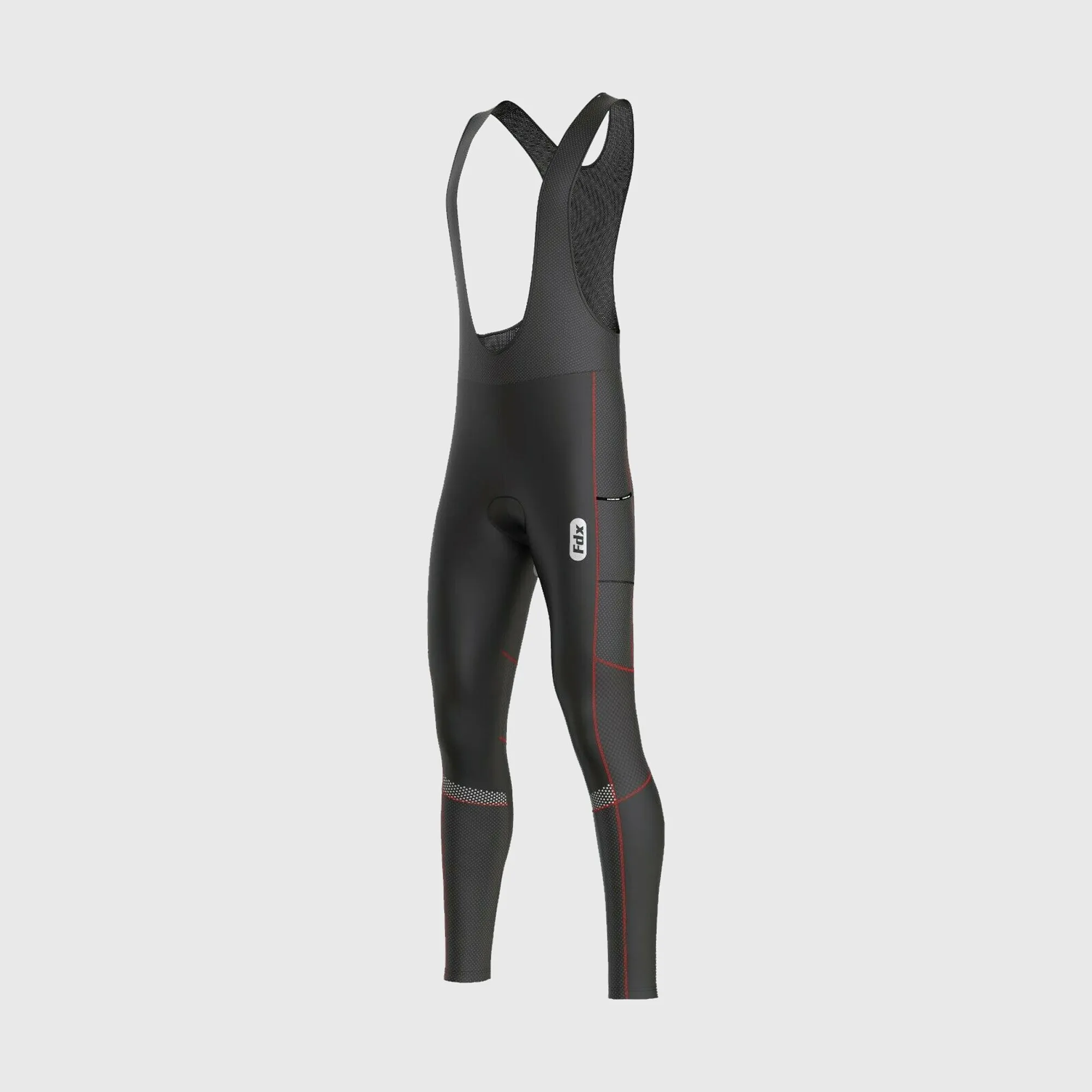 Fdx All Day Men's & Boy's Red Thermal Padded Cycling Cargo Bib Tights