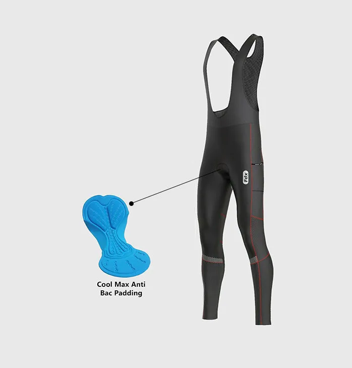 Fdx All Day Men's & Boy's Red Thermal Padded Cycling Cargo Bib Tights