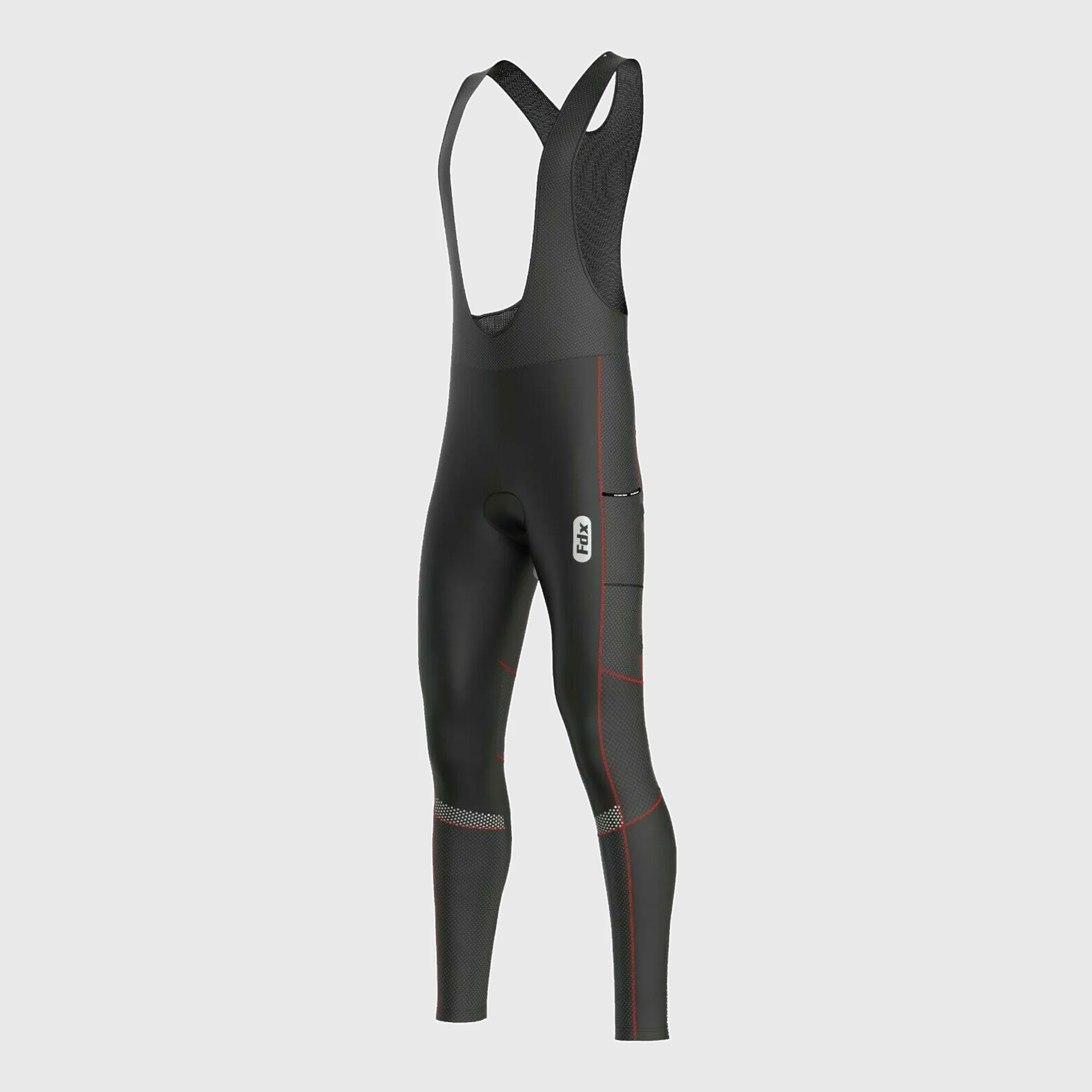 Fdx All Day Men's & Boy's Red Thermal Padded Cycling Cargo Bib Tights