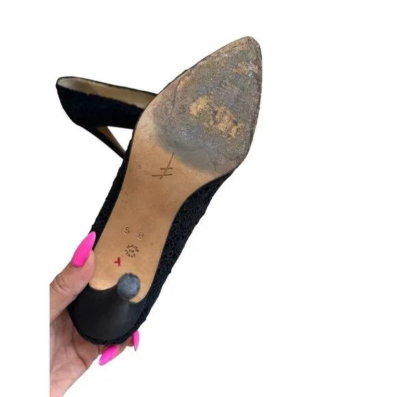 FIGUEROA Vintage Black Lace Loafer Heels Size 5