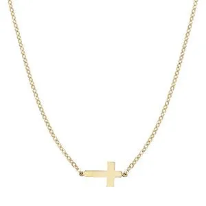 Flat Cross Sideways Pendant w/ Chain