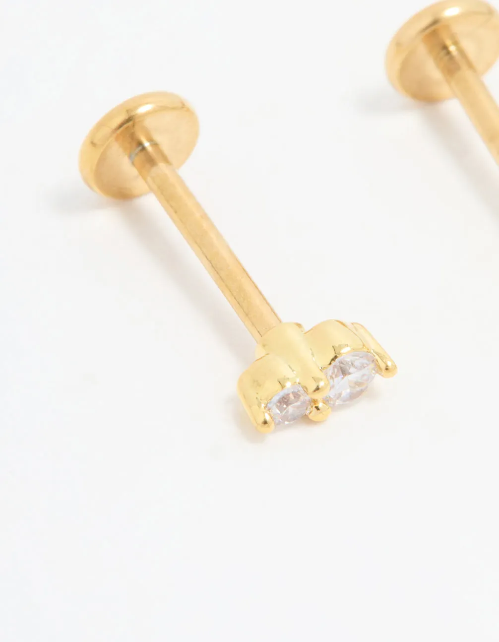 Gold Plated Titanium Cubic Zirconia Flat Back Stud Pack