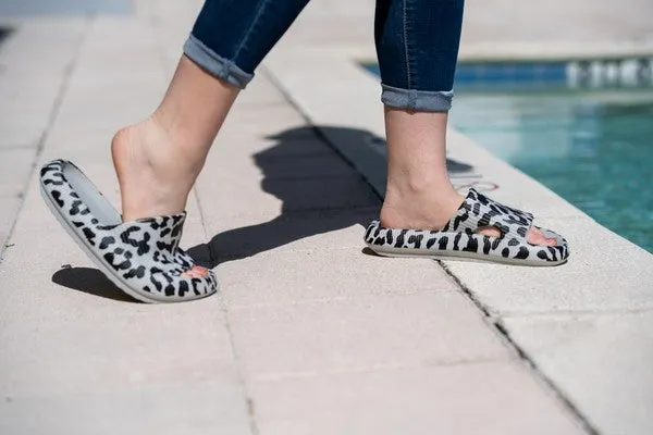 Gray Leopard Insanely  Comfortable Slides