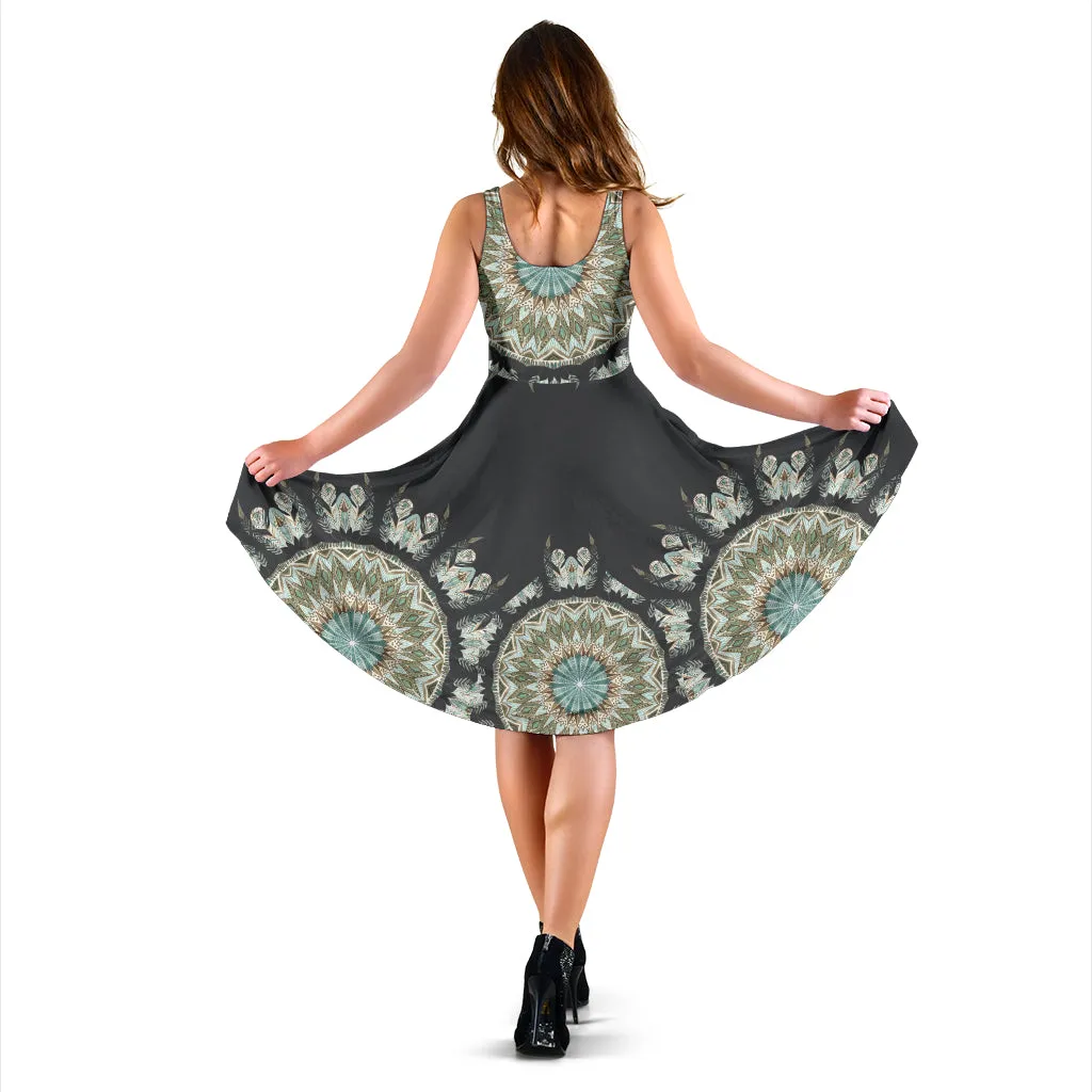 Gray Mandala Midi Dress