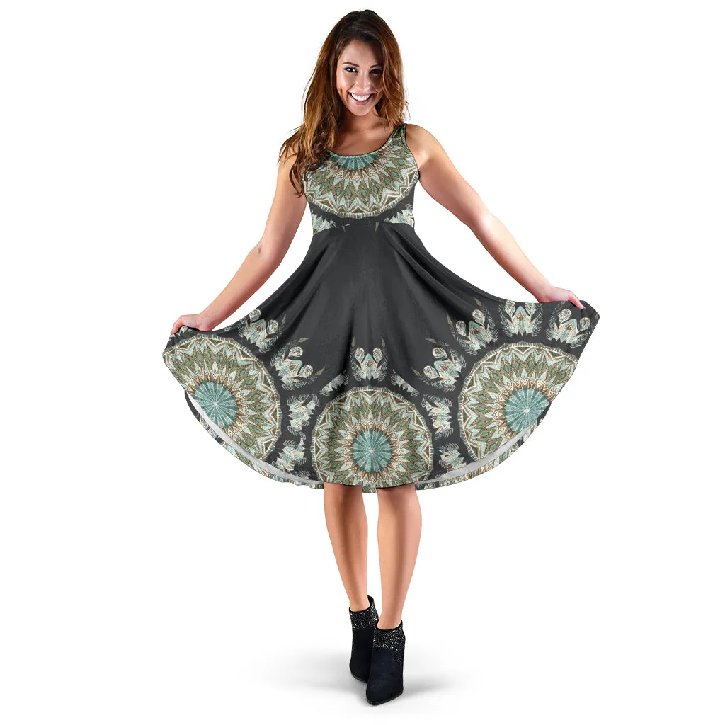 Gray Mandala Midi Dress