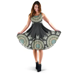 Gray Mandala Midi Dress