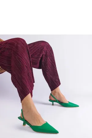 Green peep-toe duckbill pumps