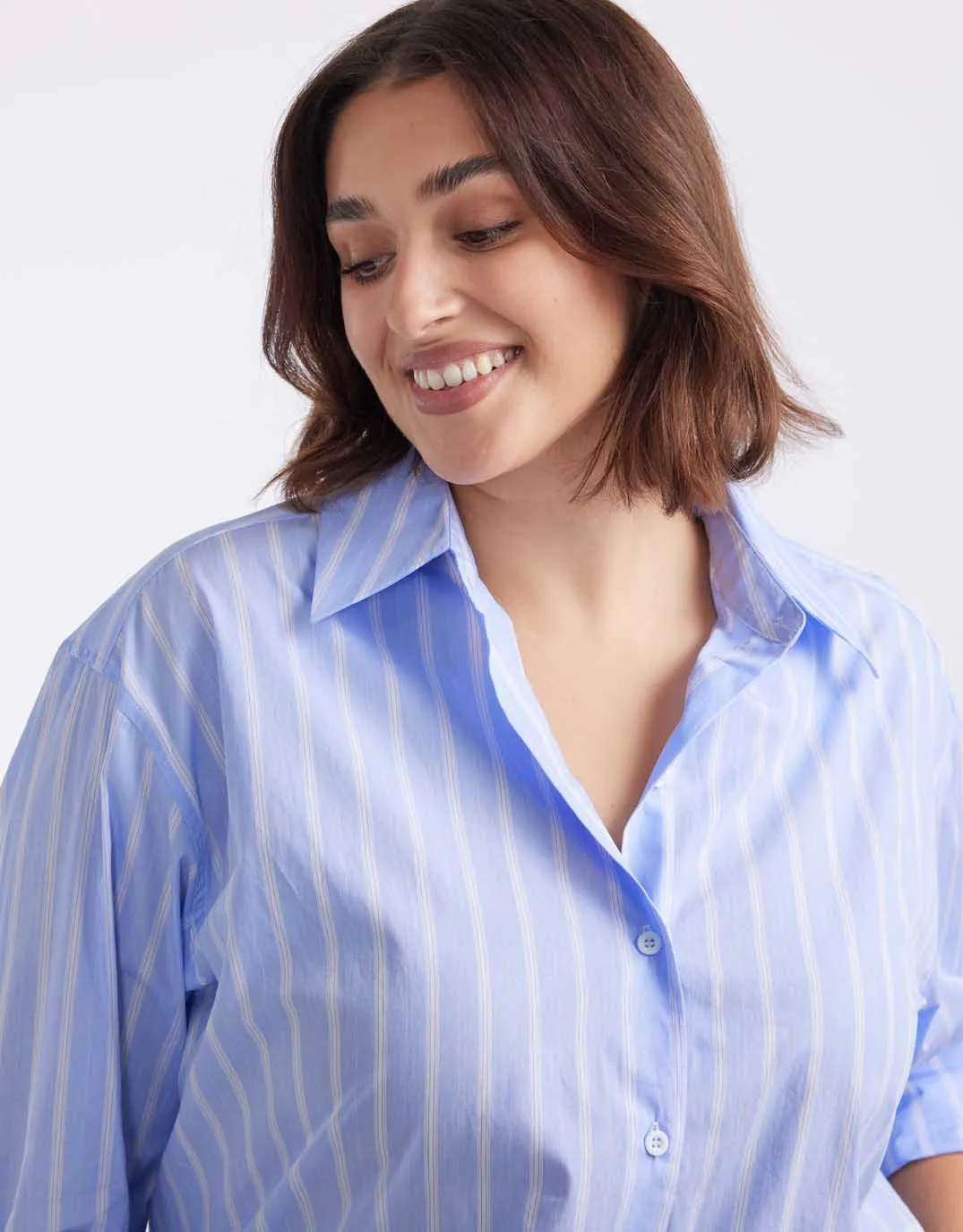 Hayley Classic Shirt - Pale Blue Stripe