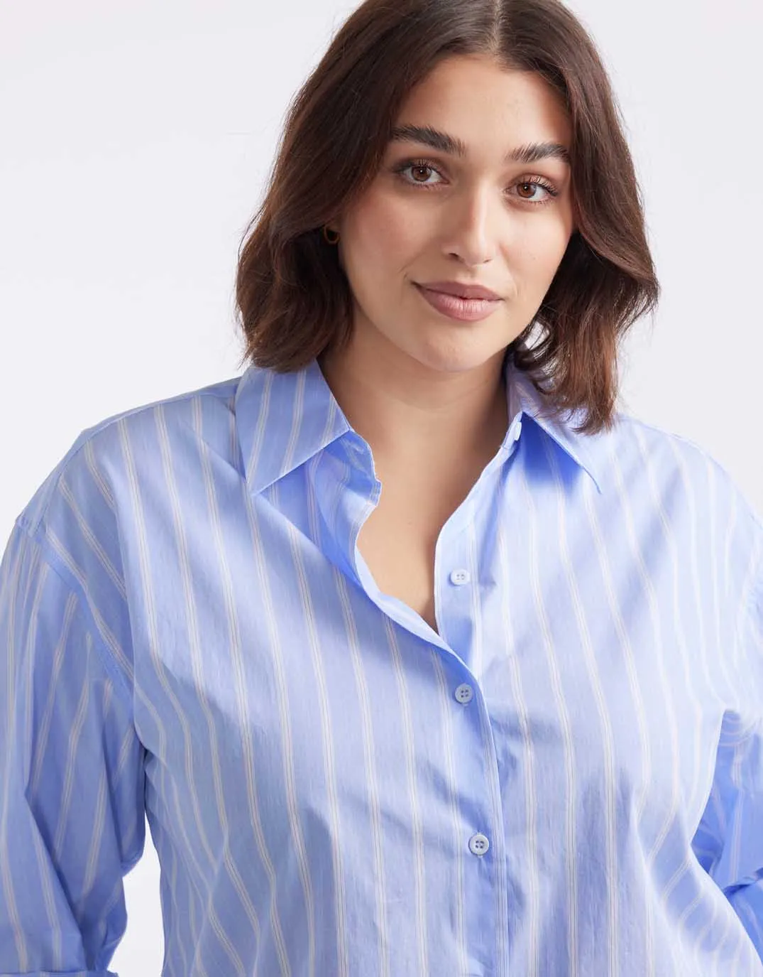 Hayley Classic Shirt - Pale Blue Stripe