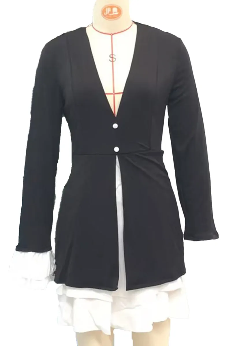 HBR1338 Chic Ruffle Blazer Dress