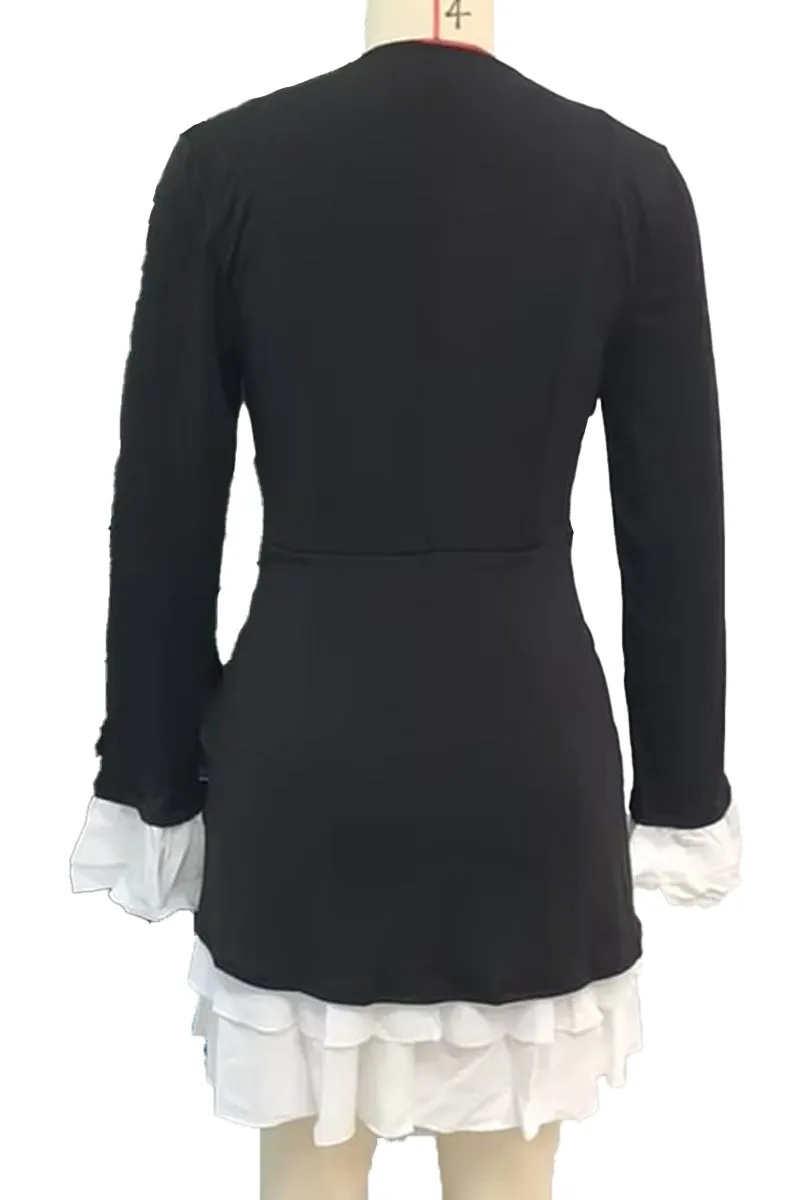 HBR1338 Chic Ruffle Blazer Dress