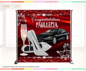 High Heels champagne diamonds birthday backdrop, Heels and champagne backdrop, Glam Backdrop, Glam Birthday backdrop, Heels champagne banner