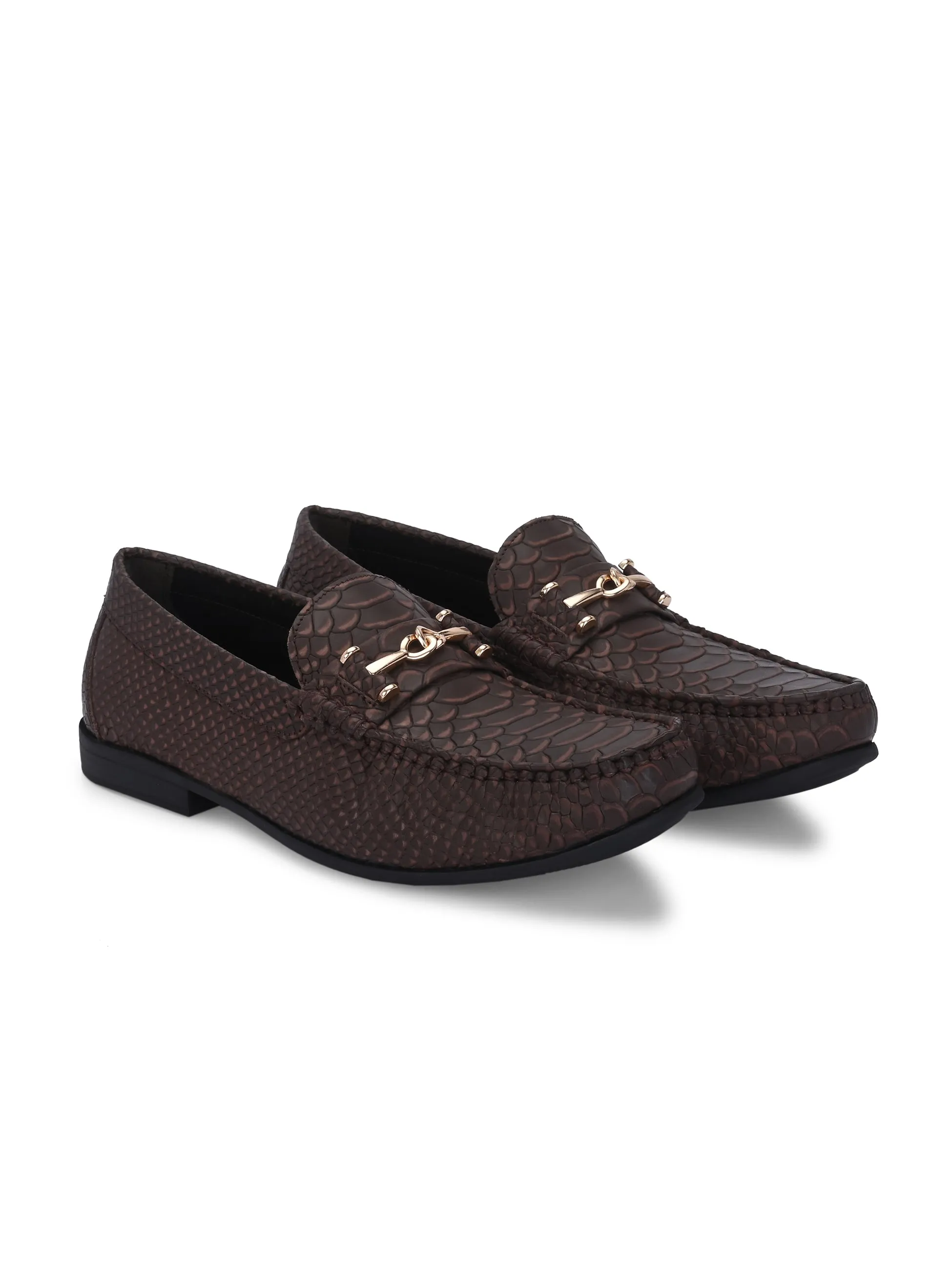 Hitz Men's Brown Leather Casual Loafers