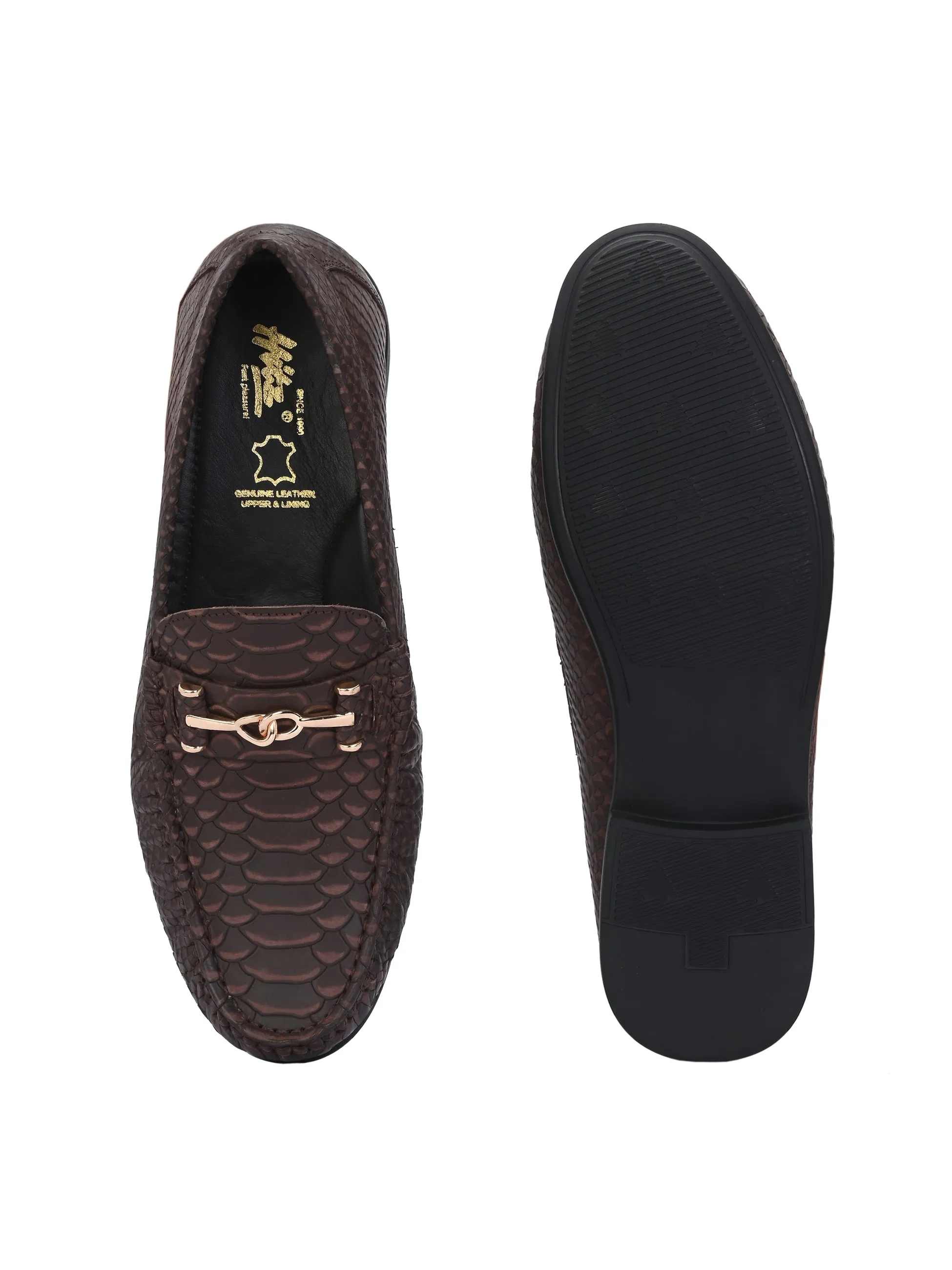 Hitz Men's Brown Leather Casual Loafers
