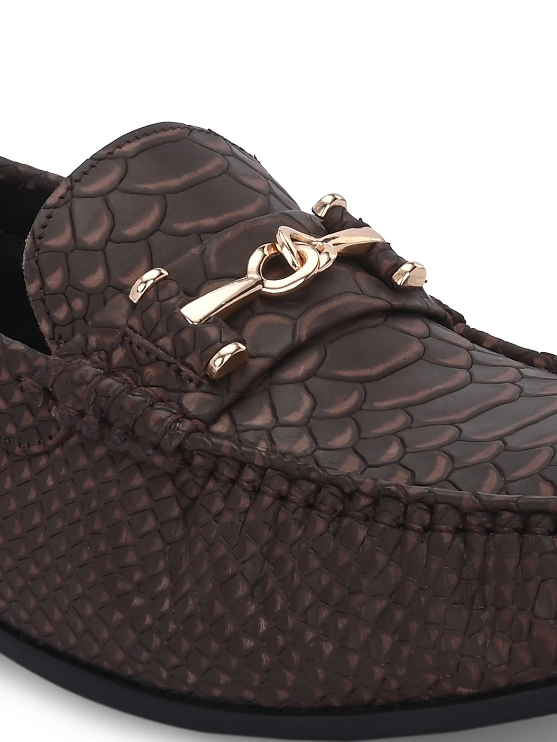 Hitz Men's Brown Leather Casual Loafers