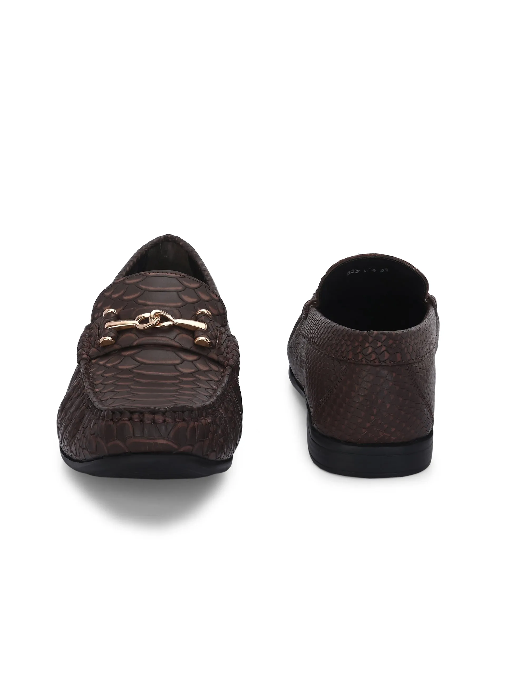 Hitz Men's Brown Leather Casual Loafers