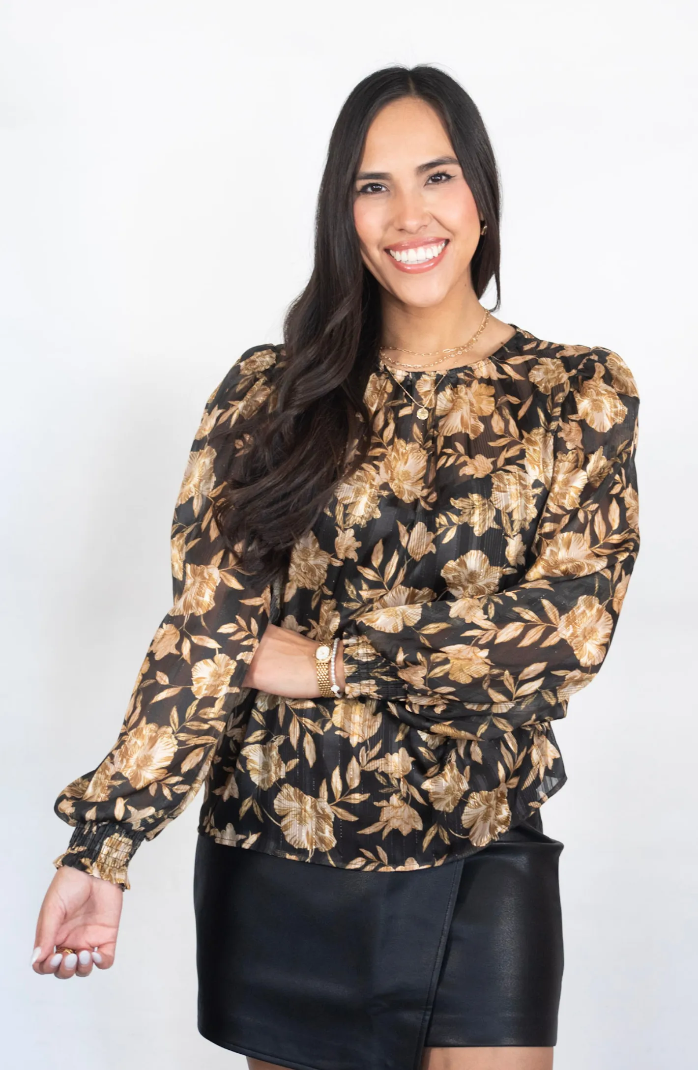 It’s Your Time Black and Gold Floral Blouse