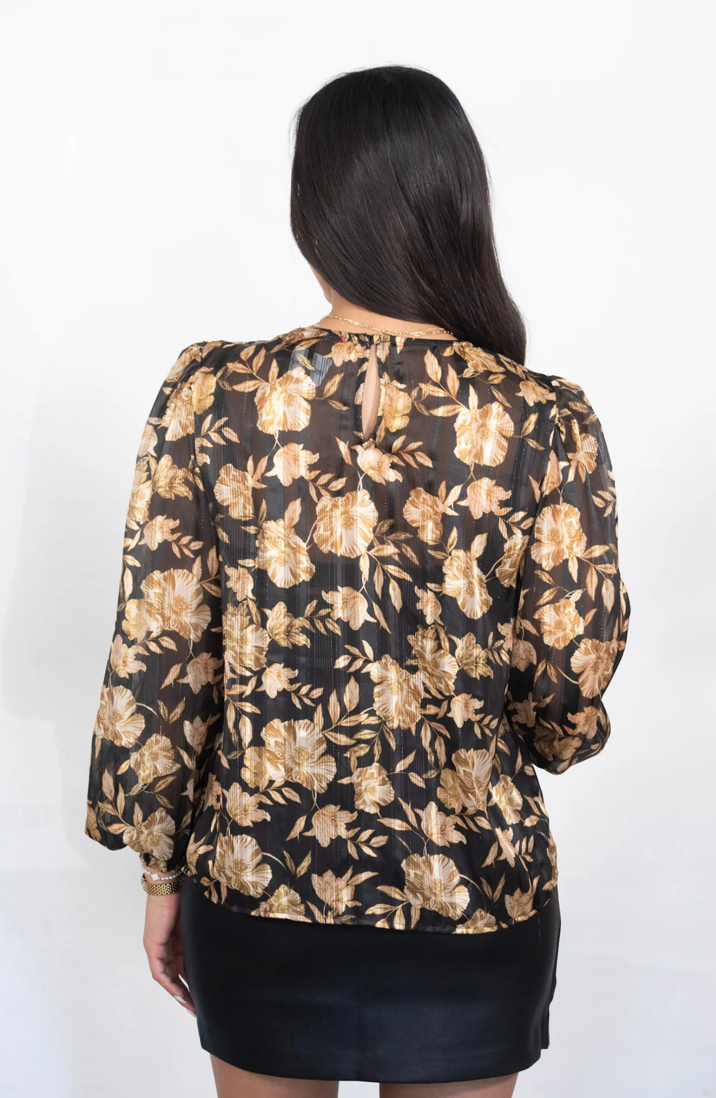 It’s Your Time Black and Gold Floral Blouse