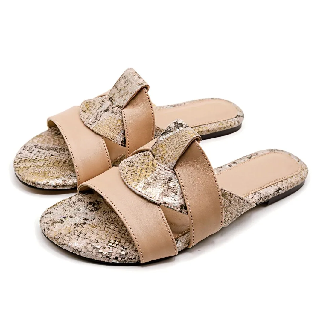 JAMs Cross - Pink - Snake Pattern Slides