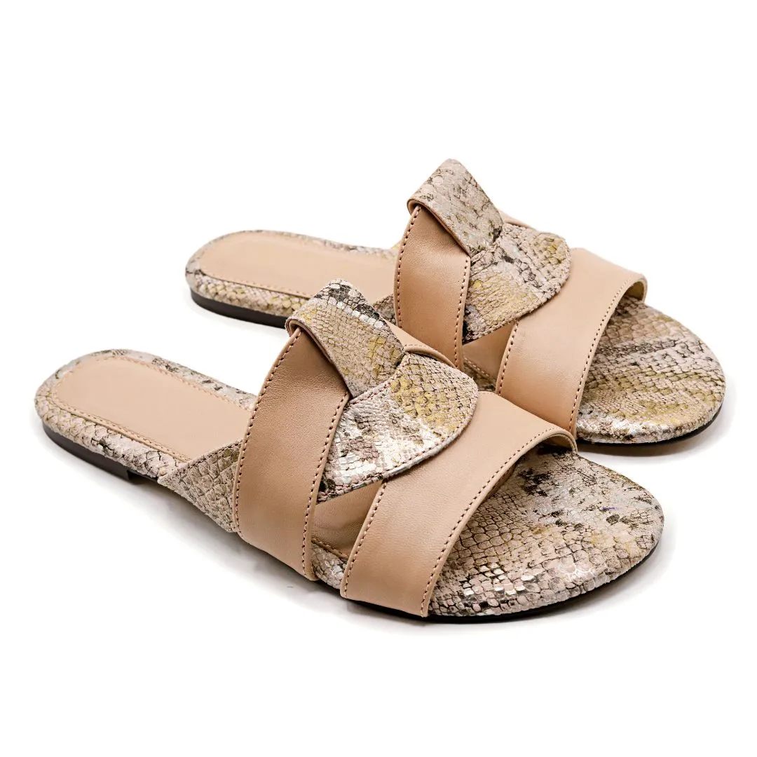 JAMs Cross - Pink - Snake Pattern Slides