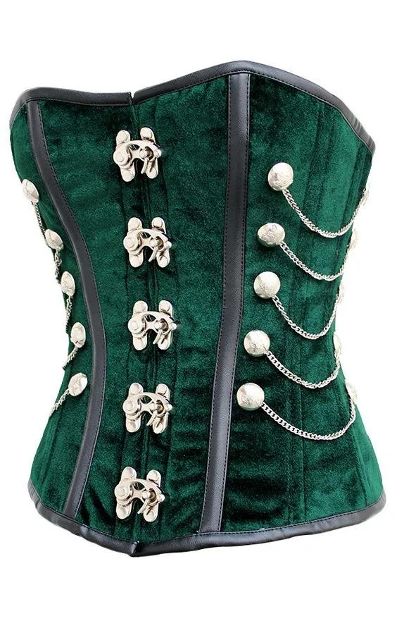 Keenu Green Velvet Overbust Corset