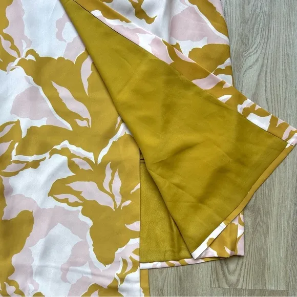 Keepsake The Label Mustard Yellow Pink Floral Asymmetrical Midi Skirt