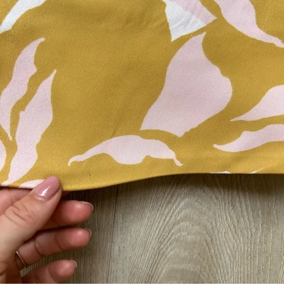Keepsake The Label Mustard Yellow Pink Floral Asymmetrical Midi Skirt