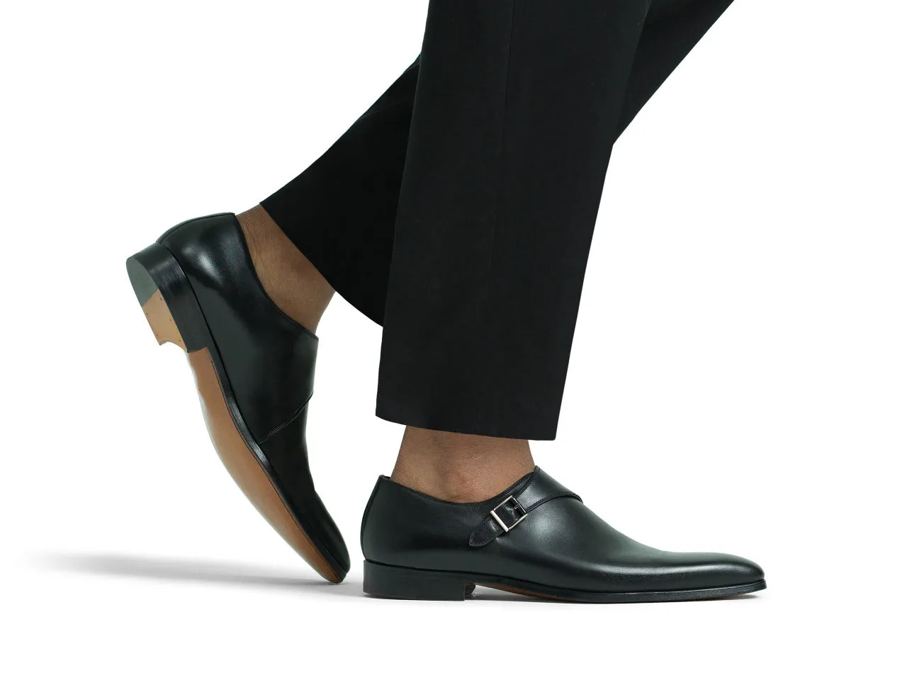 Kello Black Single Strap Monk Shoes