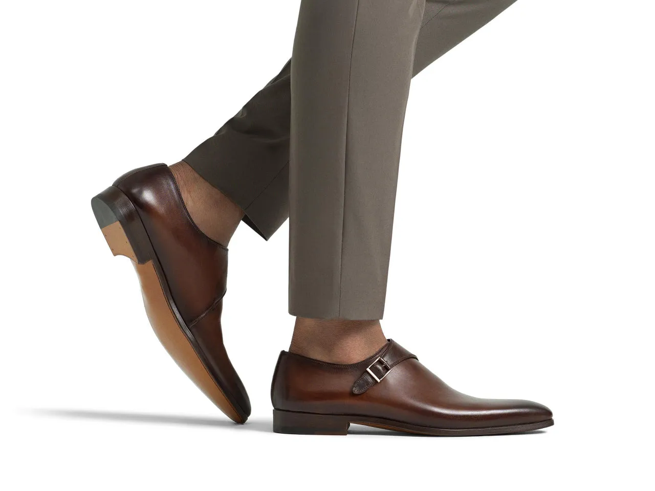 Kello Brown Single Strap Monk Shoes
