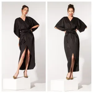 Kimono Dress, Black Maxi Dress, Elegant Dress, Asymmetrical Dress, Evening Dress, Gothic Dress, Plus Size Clothing, Loose Dress, Cocktail