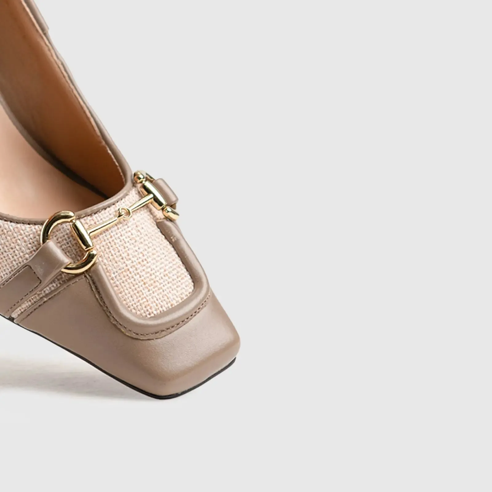 Ladies Dress Heel Court Shoe Beige Car007