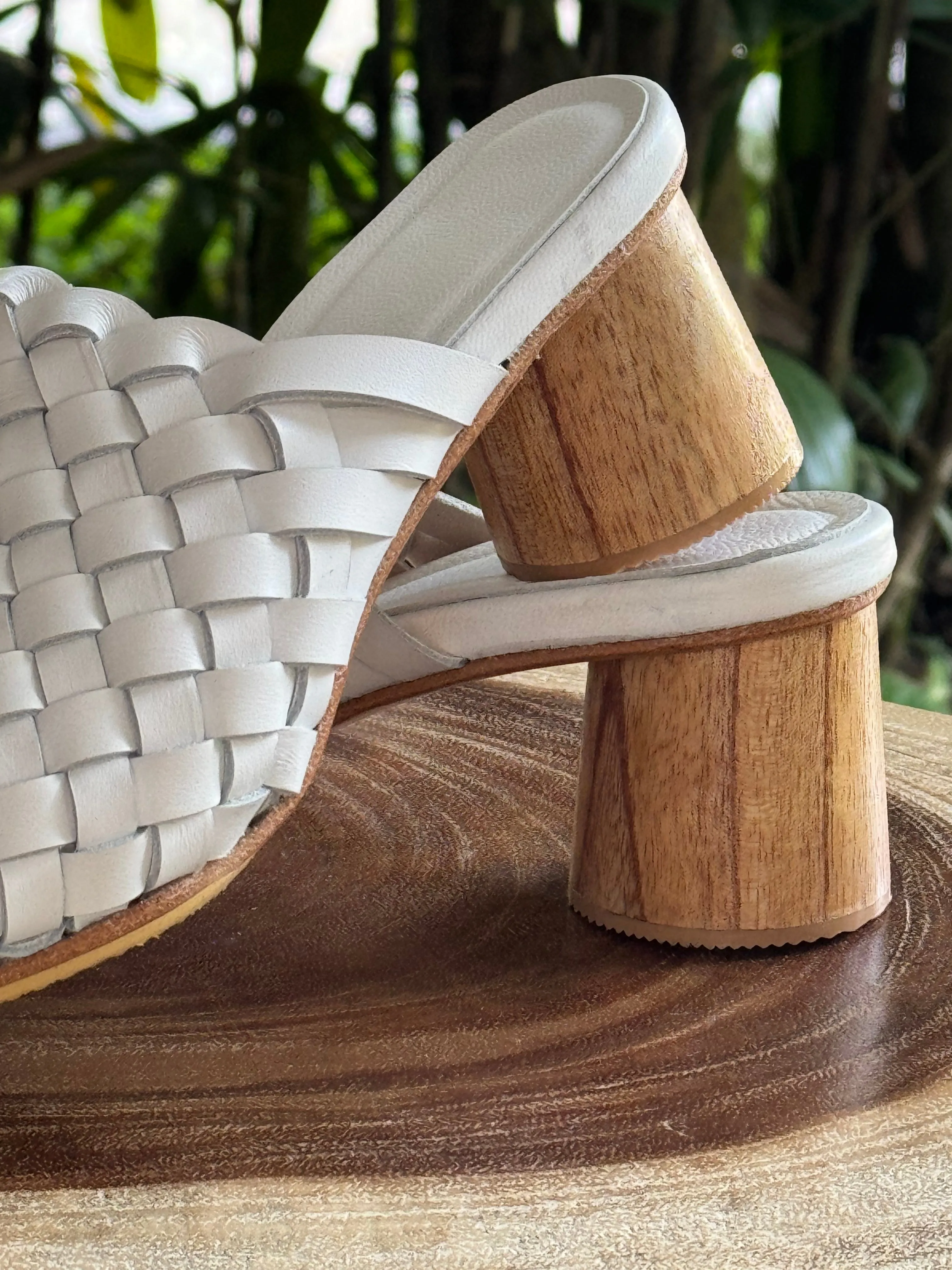 Ladies White Leather slides