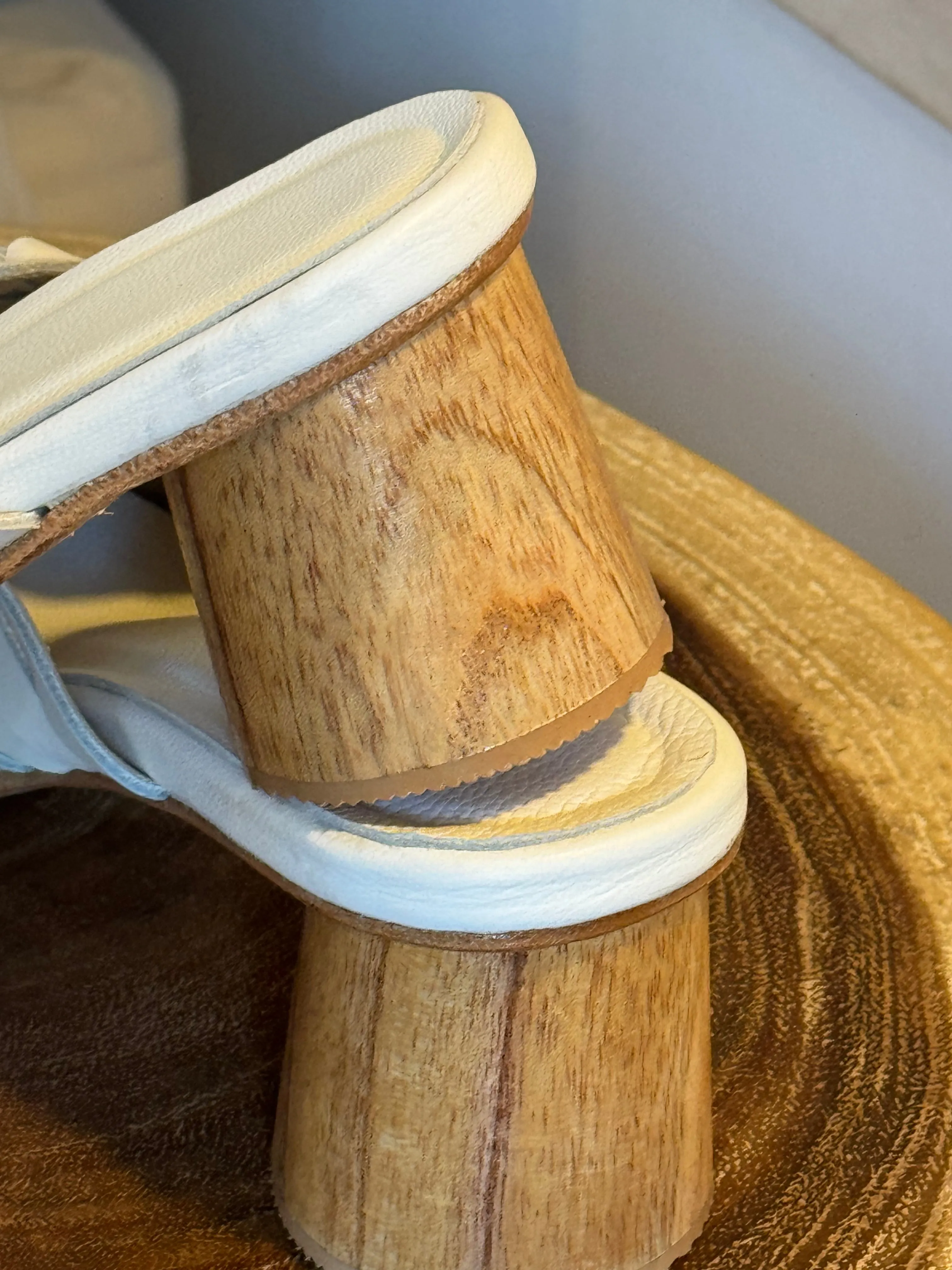 Ladies White Leather slides