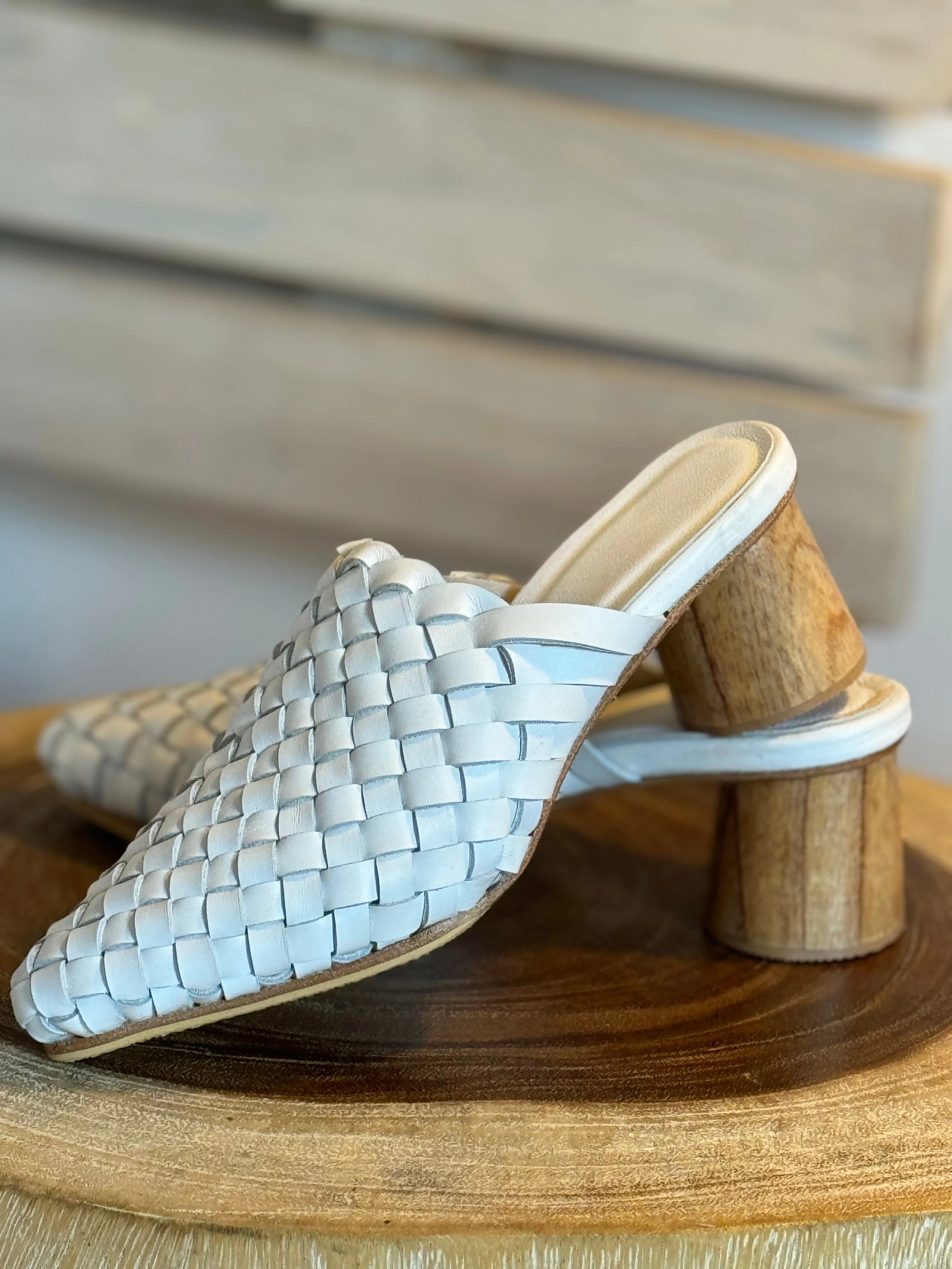 Ladies White Leather slides