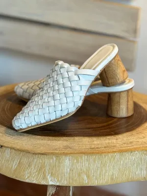 Ladies White Leather slides