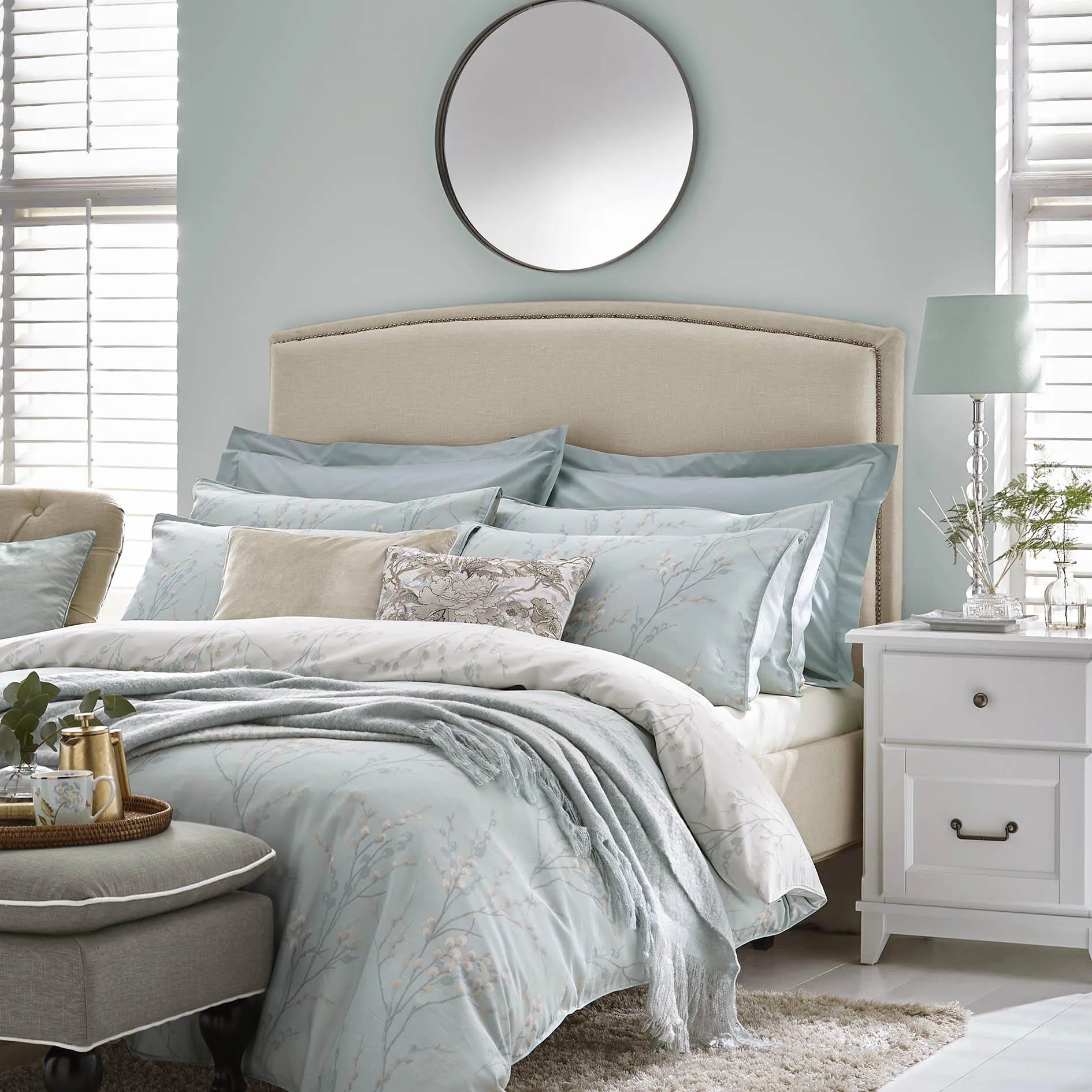 Laura Ashley Pussy Willow Duvet Cover Set - Duck Egg