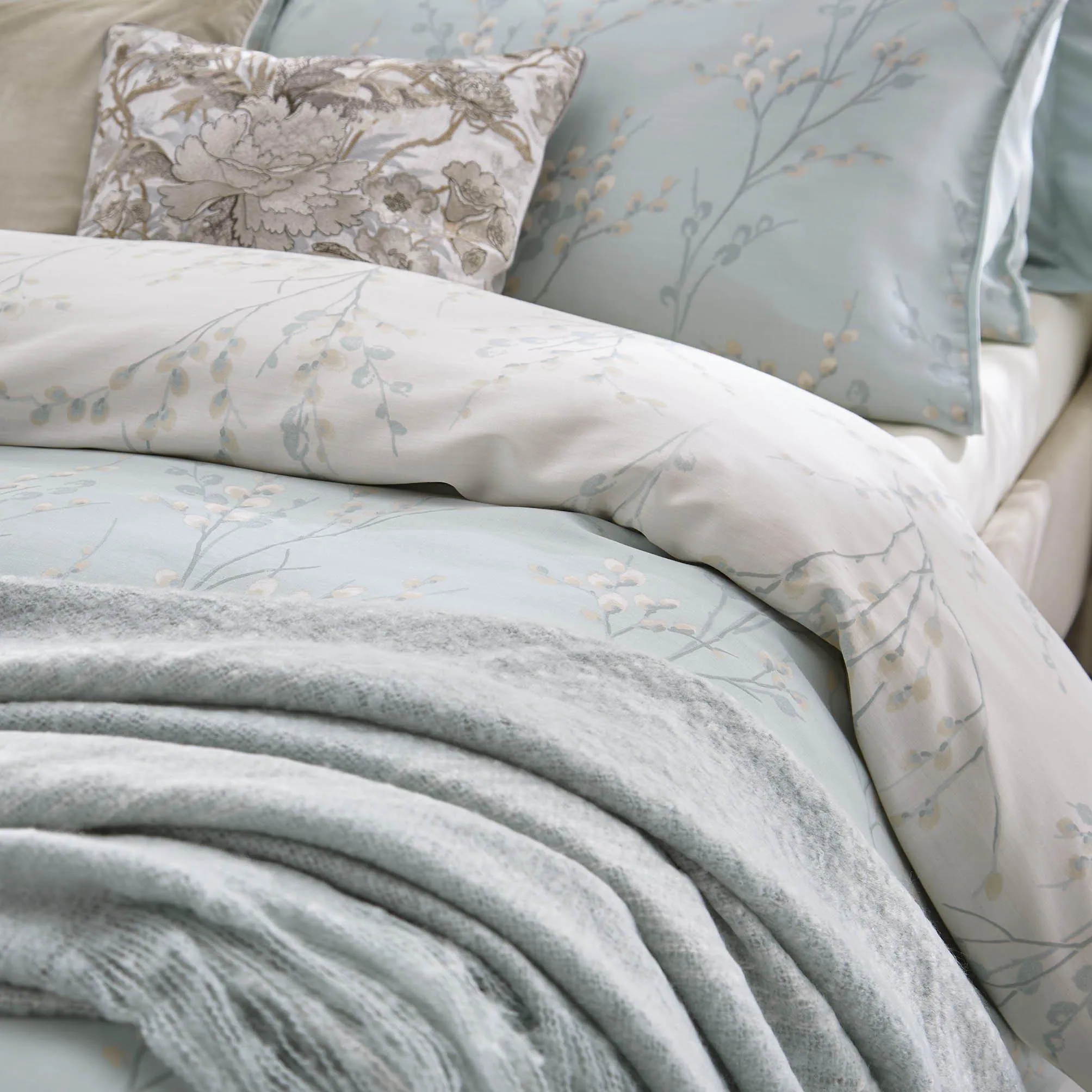 Laura Ashley Pussy Willow Duvet Cover Set - Duck Egg