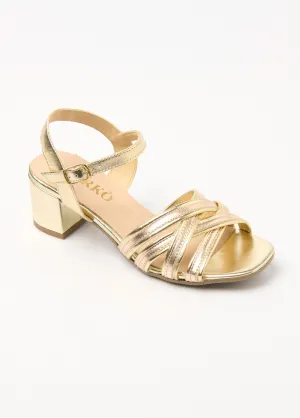 Leather multi-strap sandals with heels