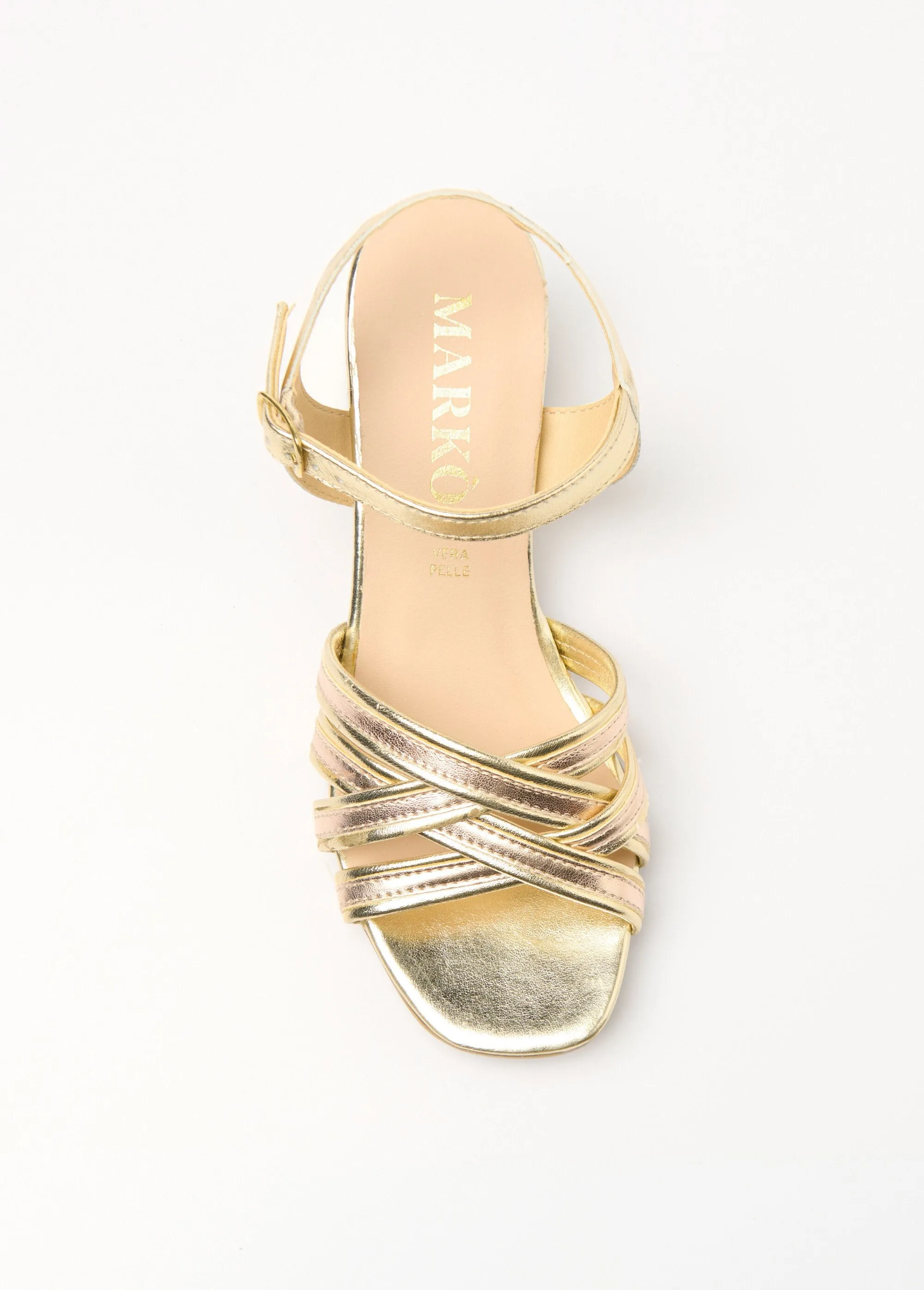 Leather multi-strap sandals with heels