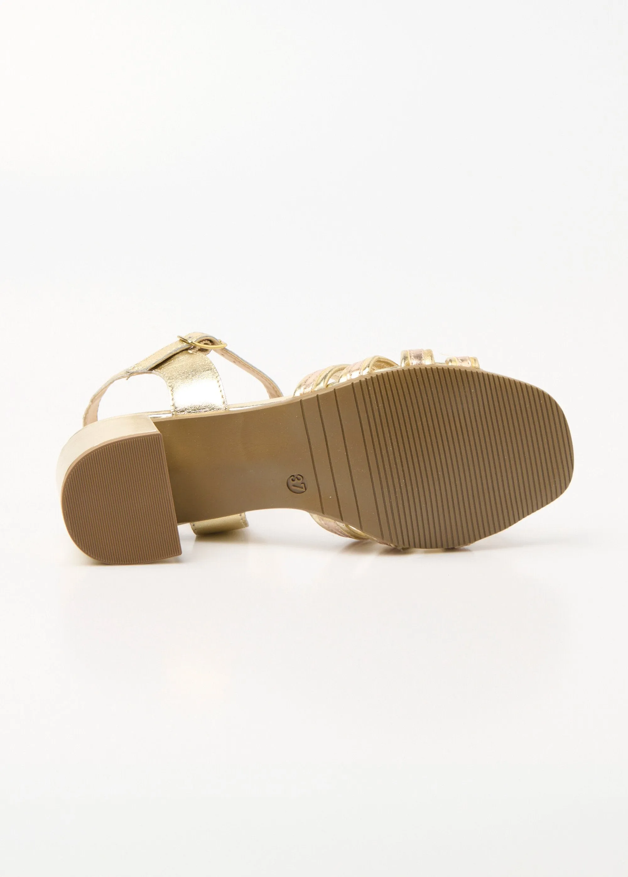 Leather multi-strap sandals with heels