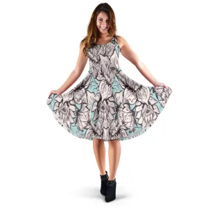 Light Blue Lotus Midi Dress